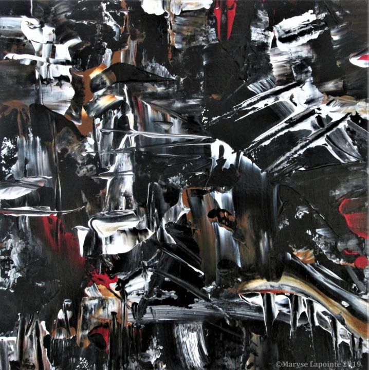 Painting titled "Black Ice (Glace no…" by Maryse Lapointe, Original Artwork, Acrylic