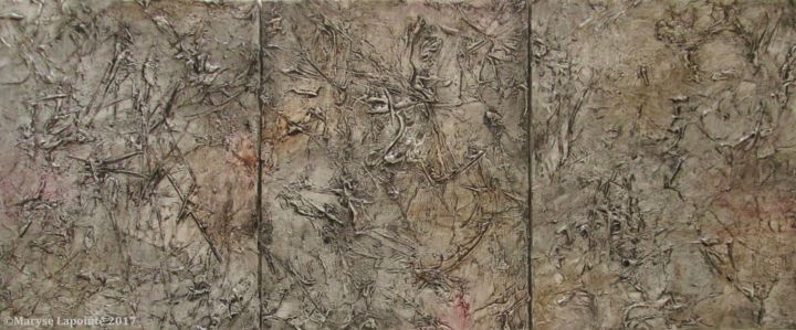 Peinture intitulée "Triptyque Fossiles" par Maryse Lapointe, Œuvre d'art originale, Huile