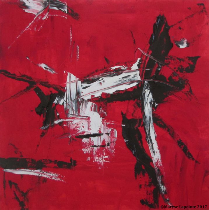 Peinture intitulée "Crash rouge et noir…" par Maryse Lapointe, Œuvre d'art originale, Huile