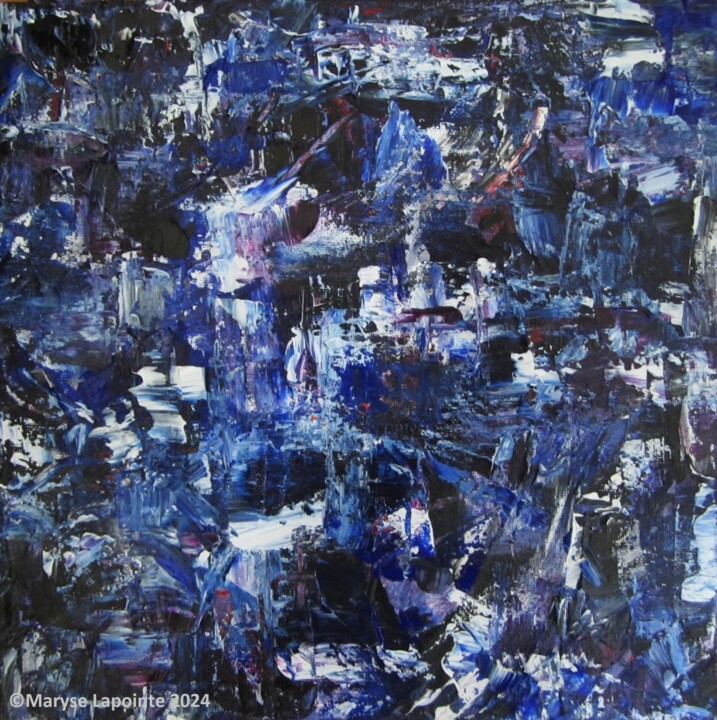 Painting titled "Black&White Blues 2" by Maryse Lapointe, Original Artwork, Acrylic