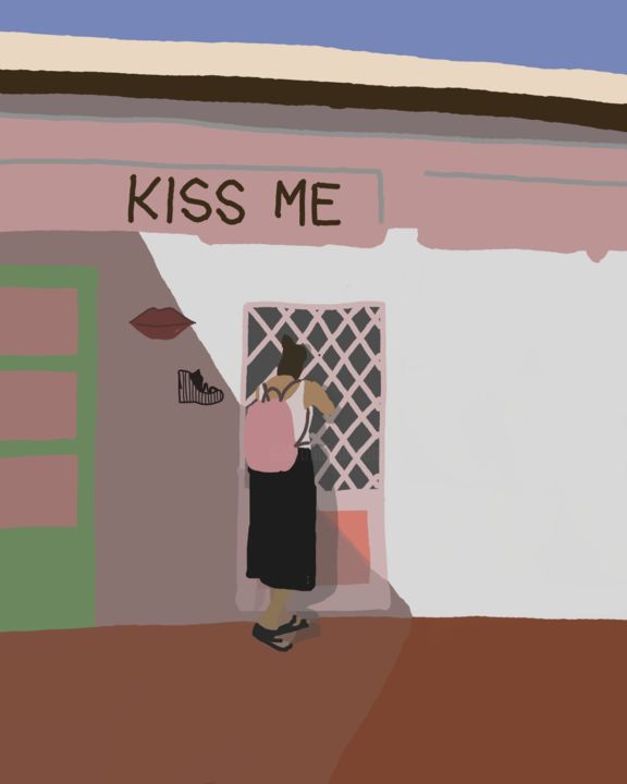 Digital Arts titled "Kiss me" by Marguerite Vrp, Original Artwork, Digital Painting