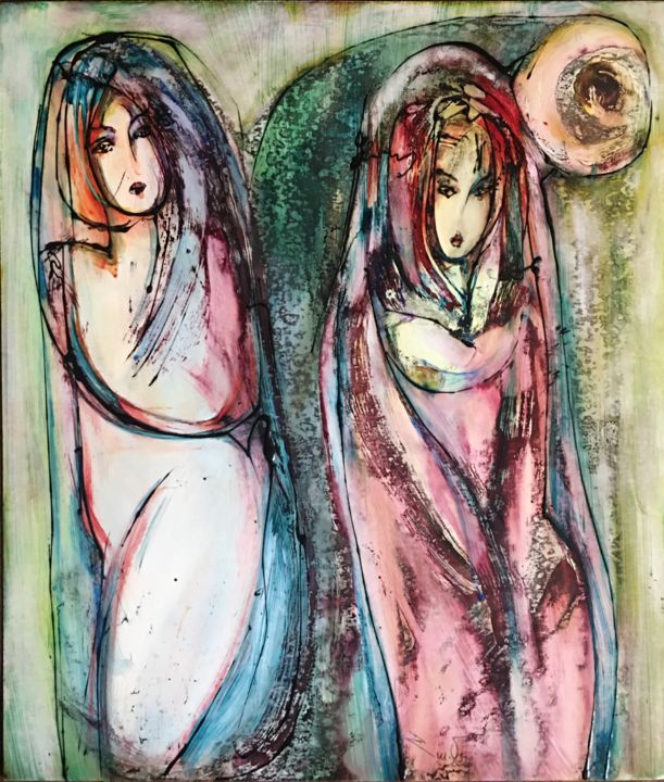 Pittura intitolato "Full moon" da Mariam Hambaryan, Opera d'arte originale, Olio