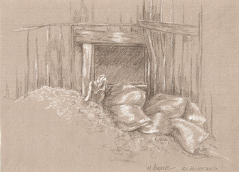 Drawing titled "La moulée" by Marguerite Vanasse (Fleur'Art Maggie), Original Artwork, Other