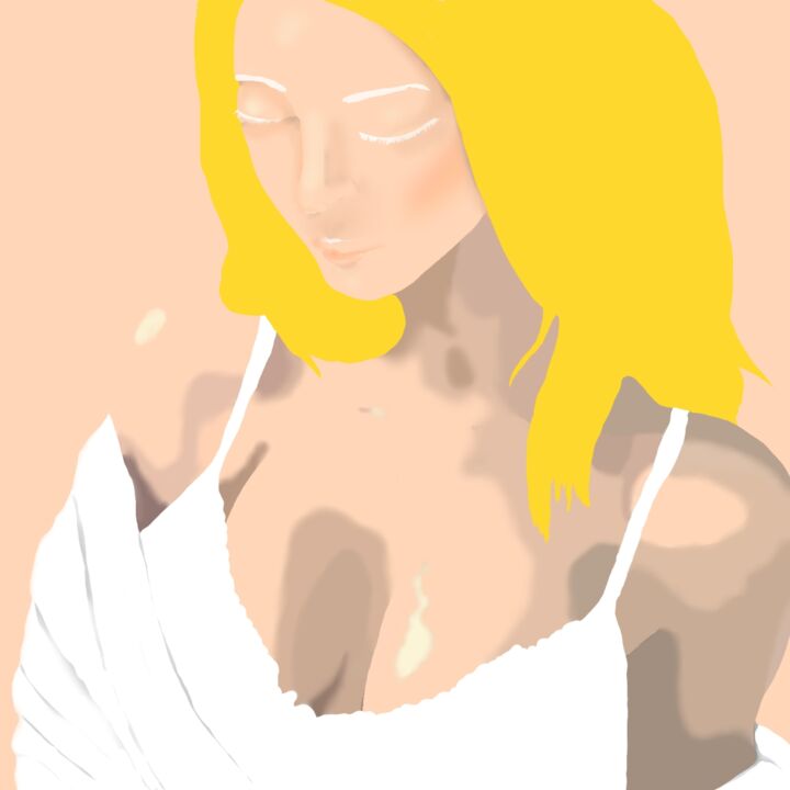 Arts numériques intitulée "Femme Contemplation…" par Marguerite, Œuvre d'art originale, Peinture numérique