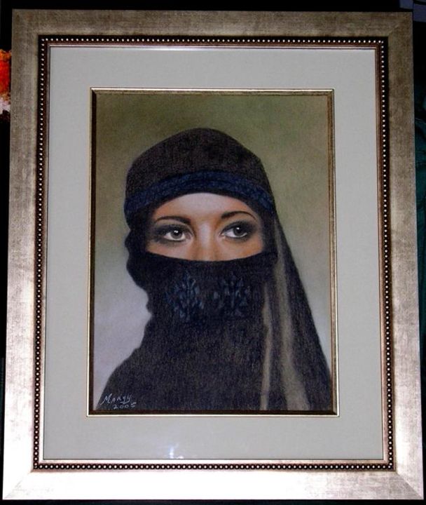 Drawing titled "Veiled Beauty" by Margy Riley, Original Artwork, Other