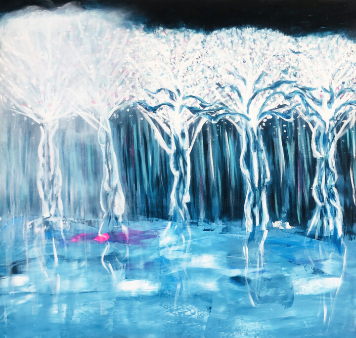 Schilderij getiteld "La forêt liquide" door Mari Carmen Ballester De Torres, Origineel Kunstwerk, Acryl