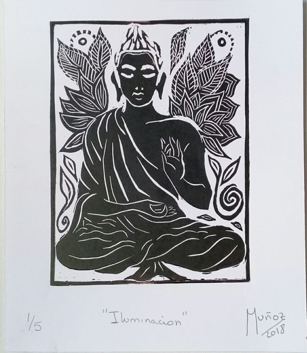 Printmaking titled "Iluminacion" by Makaranda Arte, Original Artwork, Linocuts