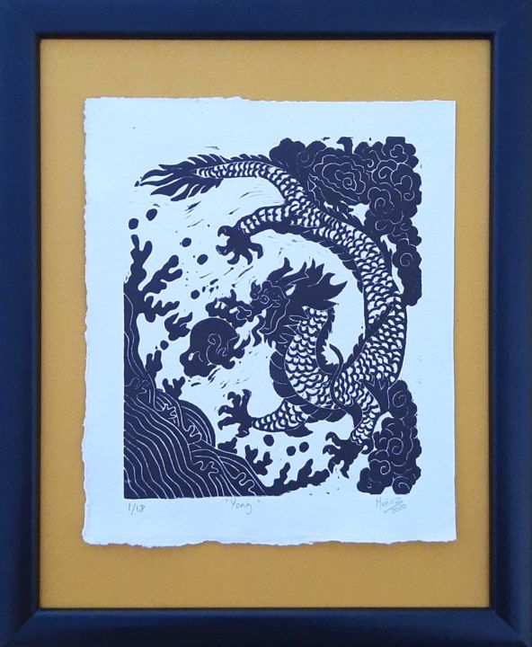 Printmaking titled "yong" by Makaranda Arte, Original Artwork, Linocuts