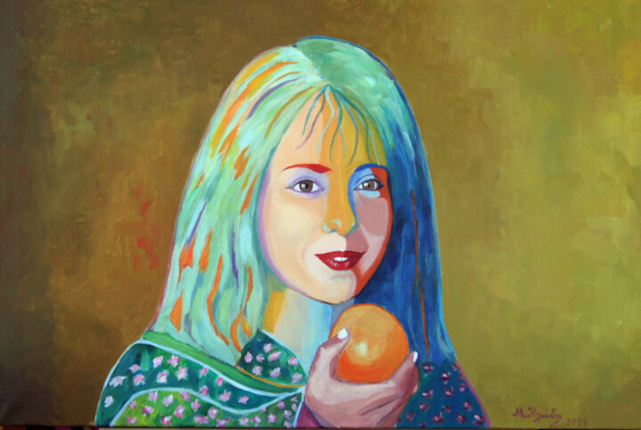 Peinture intitulée "ELEANA'S PORTRAIT" par Mari Iliadi Iliaktida, Œuvre d'art originale, Huile