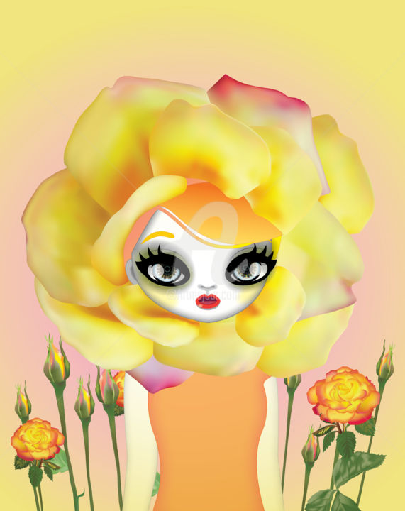 Digitale Kunst getiteld "Talking with flower" door Mari Kim, Origineel Kunstwerk