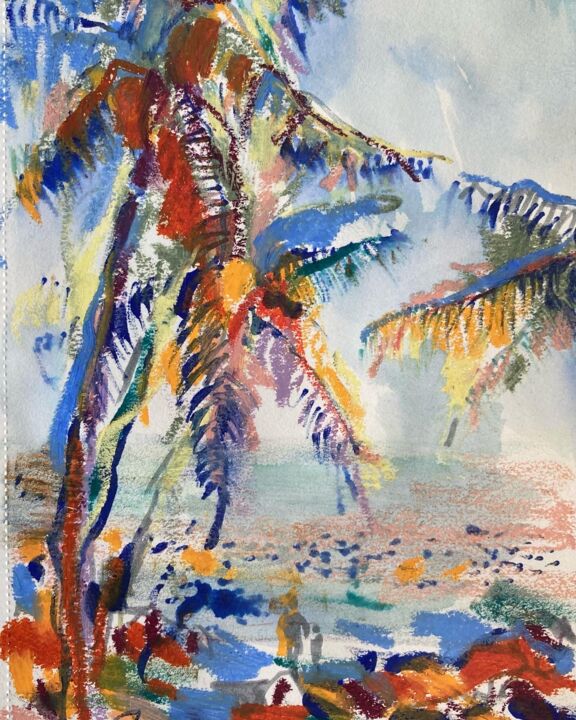Dessin intitulée "Palms" par Mari Skakun, Œuvre d'art originale, Pastel