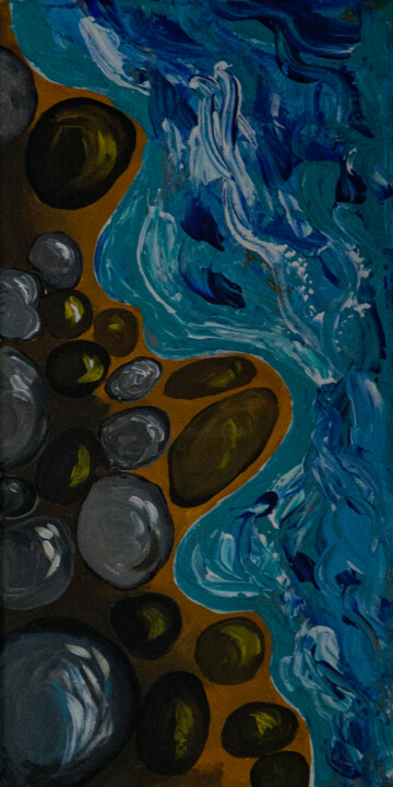 제목이 "Sea and beach"인 미술작품 Maria Afanassiev로, 원작, 아크릴 나무 들것 프레임에 장착됨