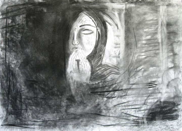 Drawing titled "00014-the-praying-o…" by Maria Tsampi, Original Artwork