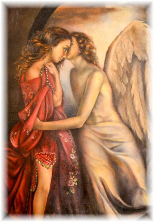Painting titled "elisabetta-e-haziel…" by Maria Antonietta Venturi Casadei, Original Art,