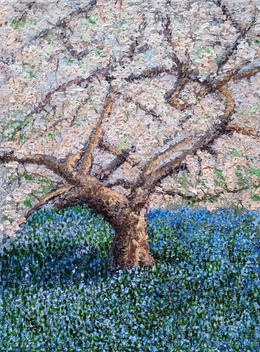 Painting titled "APPLE TREE" by Maria Barchan, Original Artwork, Acrylic