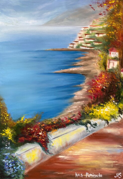 Painting titled "Kas Peninsula" by Maria Bobrovskaya, Original Artwork, Oil