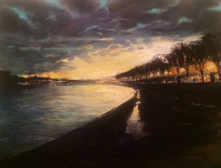 Painting titled "Sunset" by Maria Cherepanova, Original Artwork, Oil