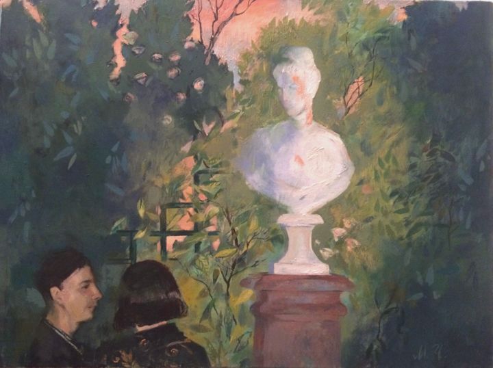 Painting titled ""Вечерний разговор"" by Maria Cherepanova, Original Artwork, Oil