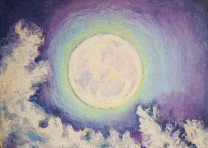 Pittura intitolato "Luna bianca" da Maria Cristina Primavera, Opera d'arte originale, Pastello