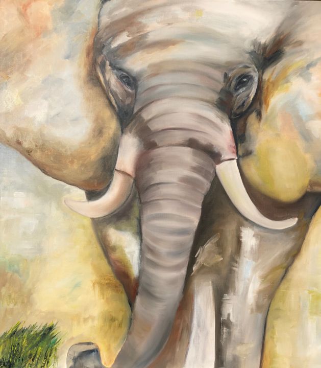 Peinture intitulée "Elephant" par Marie Cutillas, Œuvre d'art originale, Huile