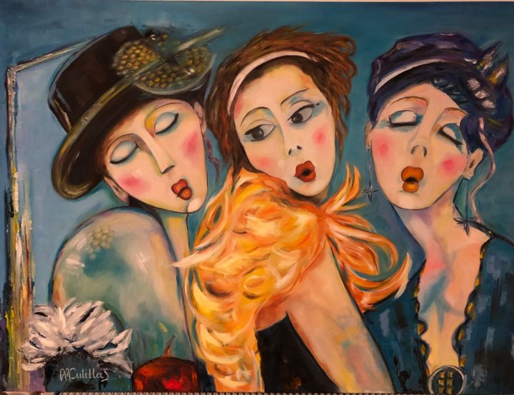 Peinture intitulée "Les trois soeurs" par Marie Cutillas, Œuvre d'art originale, Huile