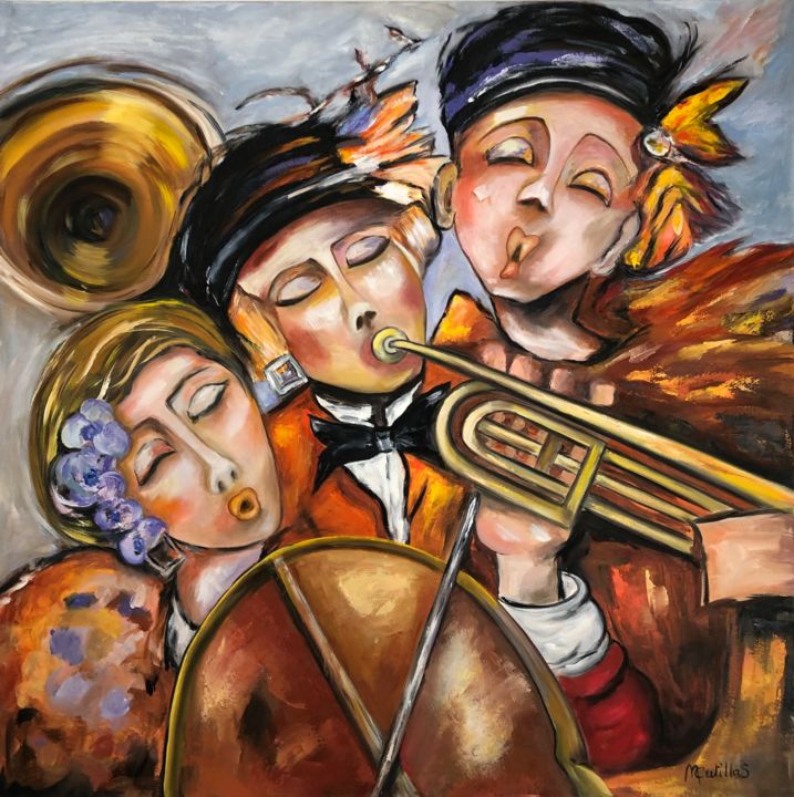 Peinture intitulée "Trio" par Marie Cutillas, Œuvre d'art originale, Huile