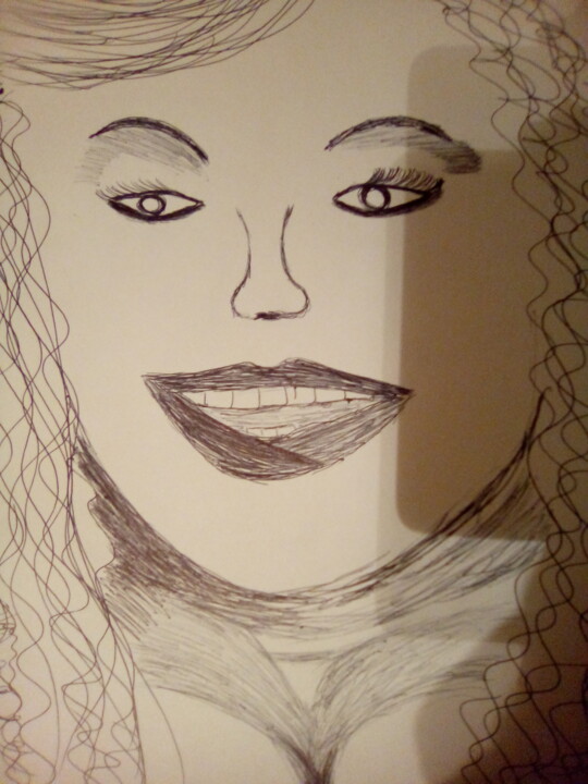 Drawing titled "Lorena" by Maria De Los Ángeles Posadas (Cati), Original Artwork, Ballpoint pen