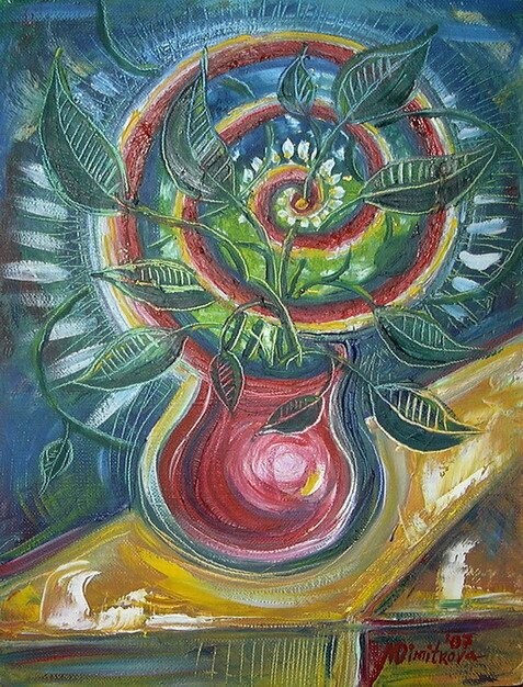 Painting titled "Alien flower" by Maria Dimitrova, Original Artwork