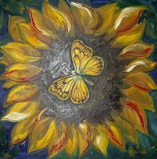 Painting titled "Sunflower" by Maria Dimitrova, Original Artwork
