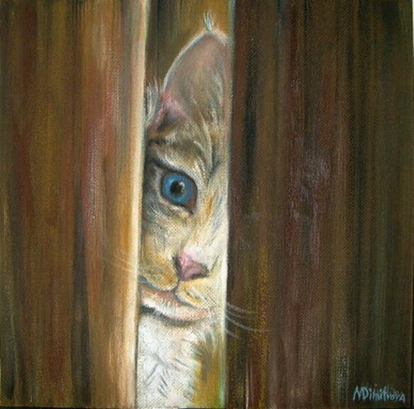 Painting titled "Curious" by Maria Dimitrova, Original Artwork