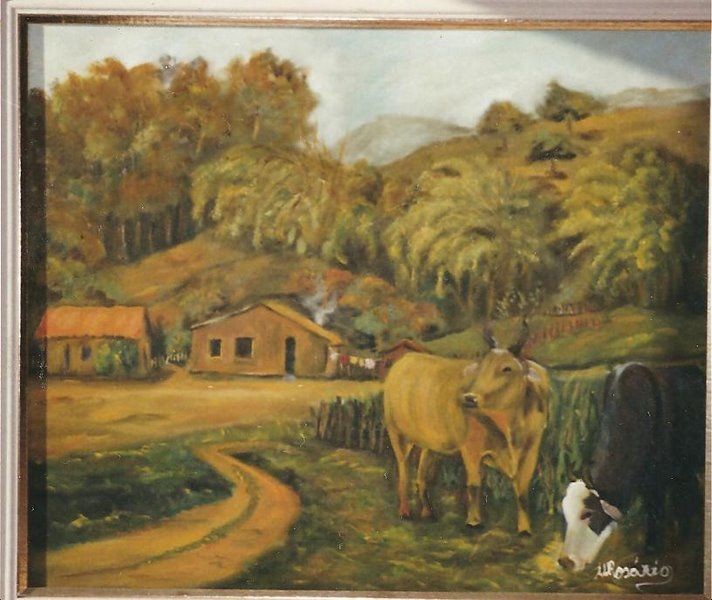 Pintura intitulada "Paisagem no Campo" por Maria Do Rosário Pedroza, Obras de arte originais, Óleo