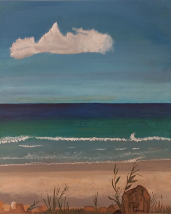 Painting titled "Playita" by María Dolores Parada Cordal, Original Artwork, Acrylic Mounted on Wood Stretcher frame