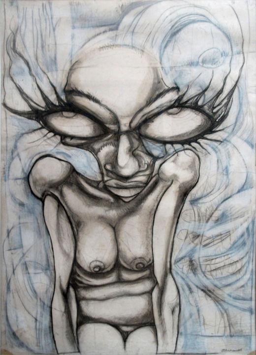 Pittura intitolato "Che occhi grandi ch…" da Maria Elena Stellato, Opera d'arte originale, Acrilico