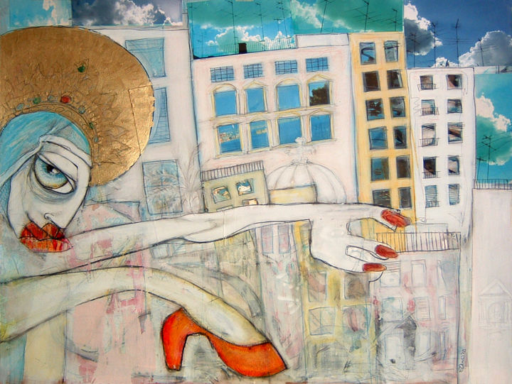Картина под названием "Napoli, importanti…" - Maria Elena Stellato, Подлинное произведение искусства, Акрил