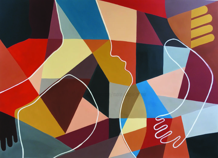 Painting titled "OVERLAP" by Maria Fernandes Marques, Original Artwork, Gouache