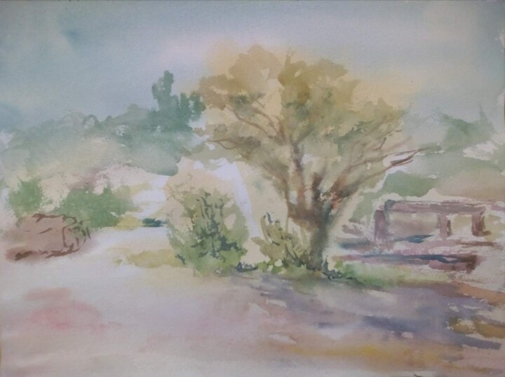 Painting titled "AGORA" by Maria Foskolaki, Original Artwork, Watercolor