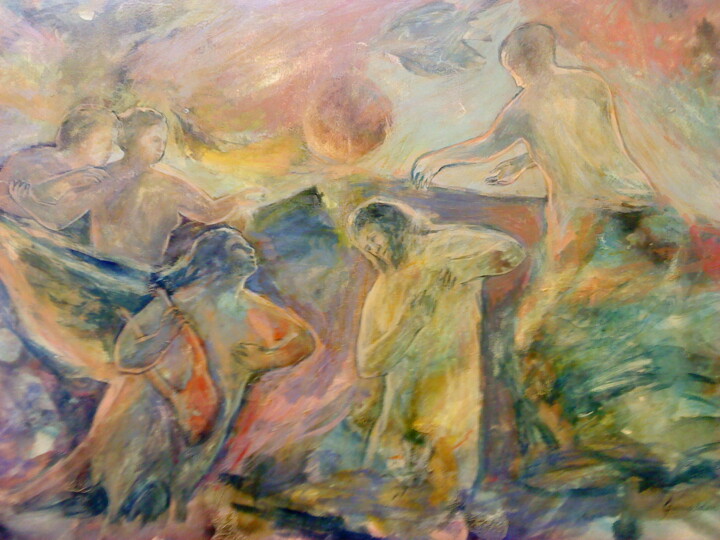 Painting titled "Le baptime" by Maria Foskolaki, Original Artwork, Tempera