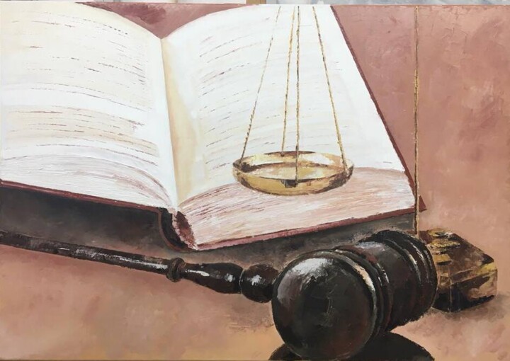 Painting titled "Justice" by Maria Godinho, Original Artwork, Oil
