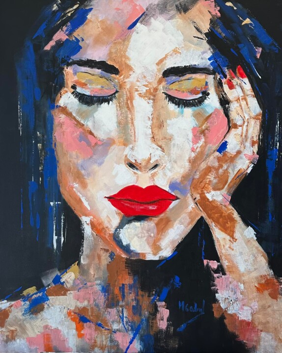 Pintura titulada "De olhos fechados a…" por Maria Godinho, Obra de arte original, Acrílico
