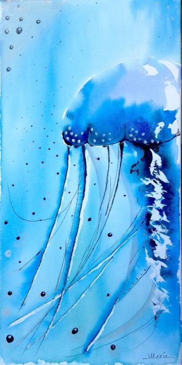 Painting titled "Jellyfish - Medusa#3" by Maria Grazia Sabella, Original Artwork, Watercolor