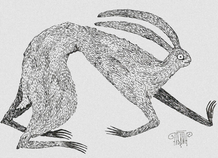Arts numériques intitulée "Hare" par Maria Iablonskaia, Œuvre d'art originale, Encre