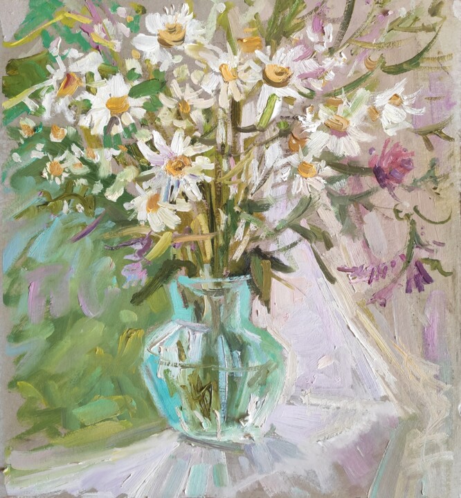 Painting titled "Summer flowers" by Maria Iakovleva, Original Artwork, Oil