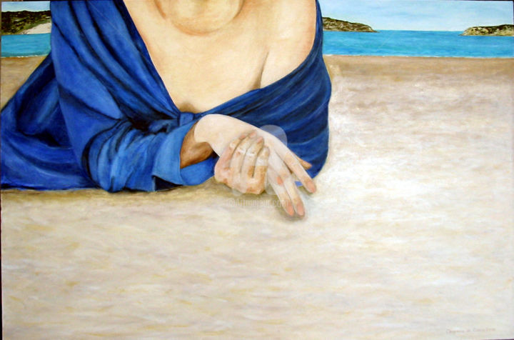 绘画 标题为“Descansando na praia” 由Cerqueira De Sousa, 原创艺术品, 油