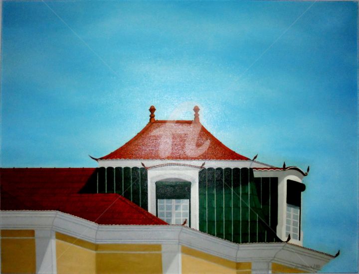 Pintura intitulada "Telhados" por Cerqueira De Sousa, Obras de arte originais
