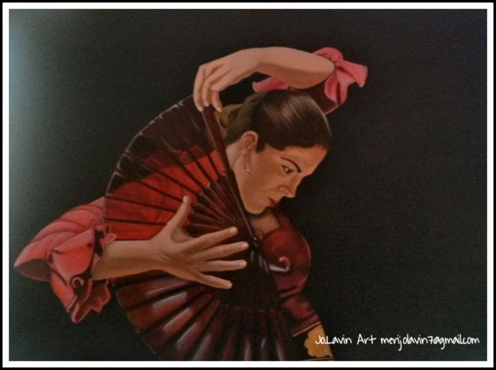 Painting titled "Flamenca" by Maria Josè Lavin, Original Artwork, Oil