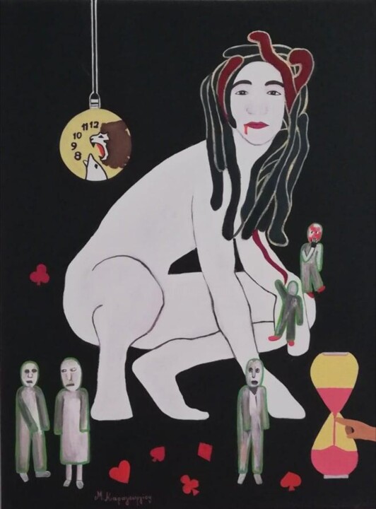Pintura intitulada ""Θνητή - θνητοί"" por Maria Karageorgiou, Obras de arte originais, Acrílico