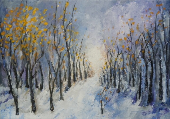 Peinture intitulée "Winter Sun" par Maria Karalyos, Œuvre d'art originale, Huile