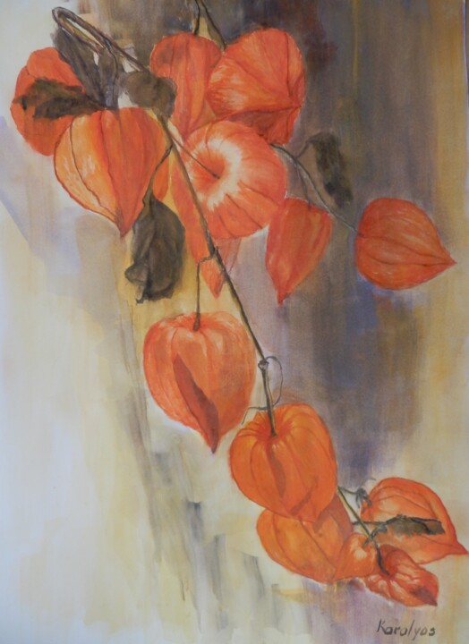 Painting titled "Dried flowers" by Maria Karalyos, Original Artwork, Watercolor