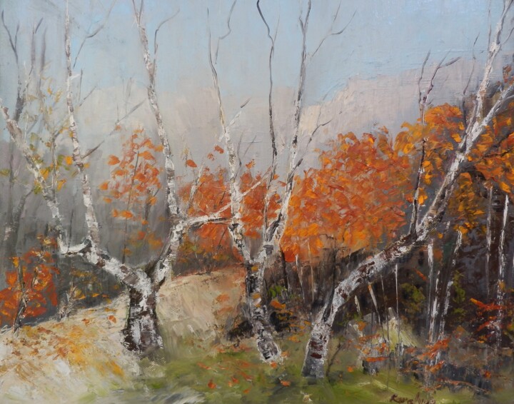 Peinture intitulée "A little autumn" par Maria Karalyos, Œuvre d'art originale, Huile