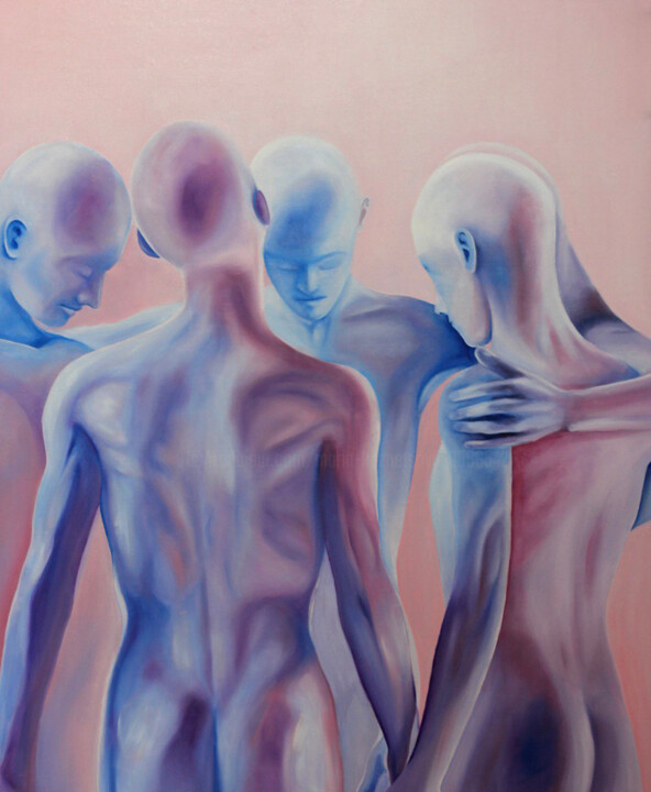 Peinture intitulée "Men" par Maria Kuznetsova, Œuvre d'art originale, Huile